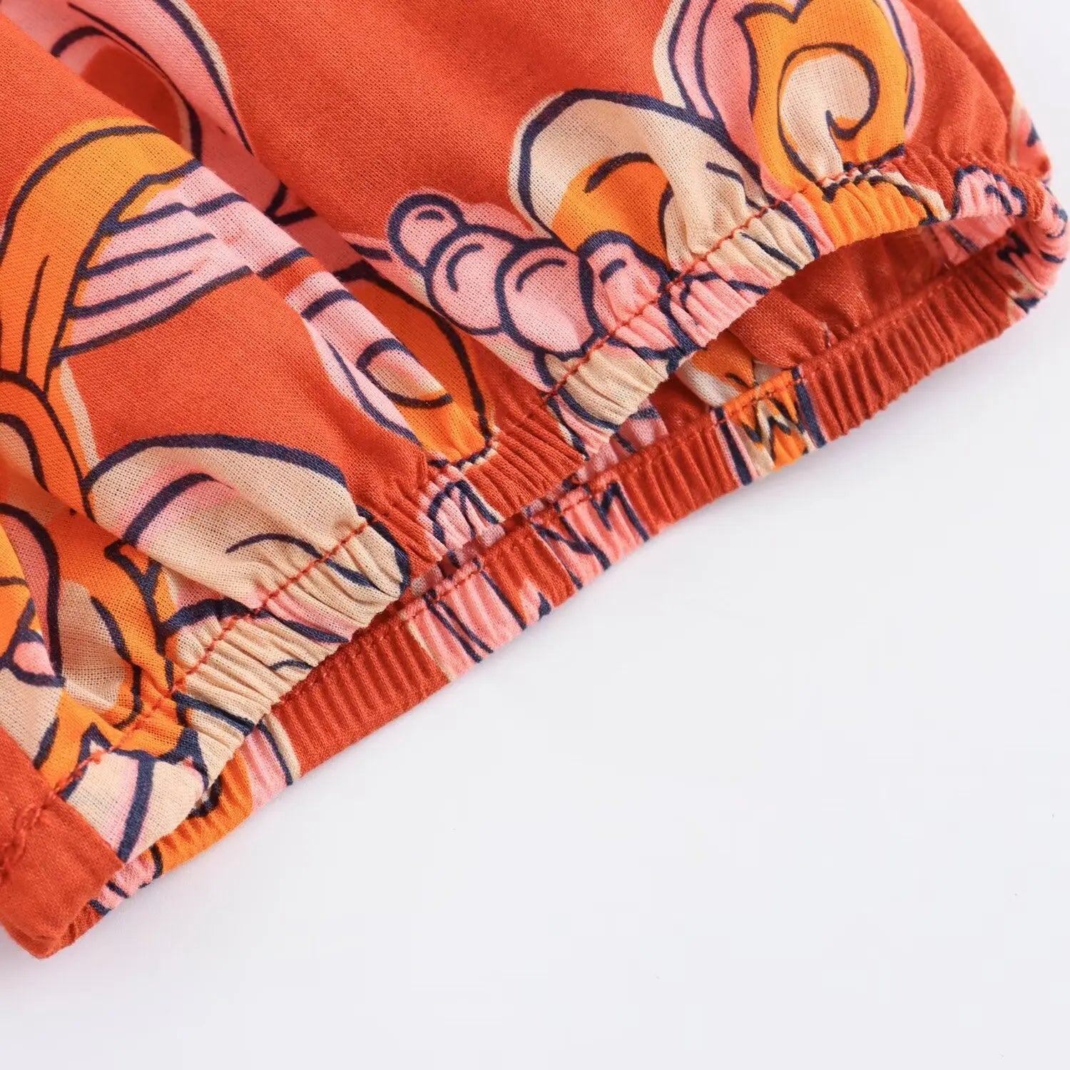 Women Casual Printed Pleats Short Sleeve Midi Dress