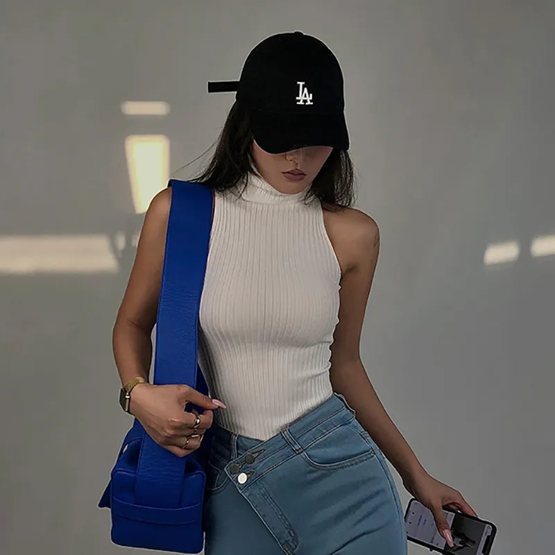 Women Summer Knitted Turtleneck Tops