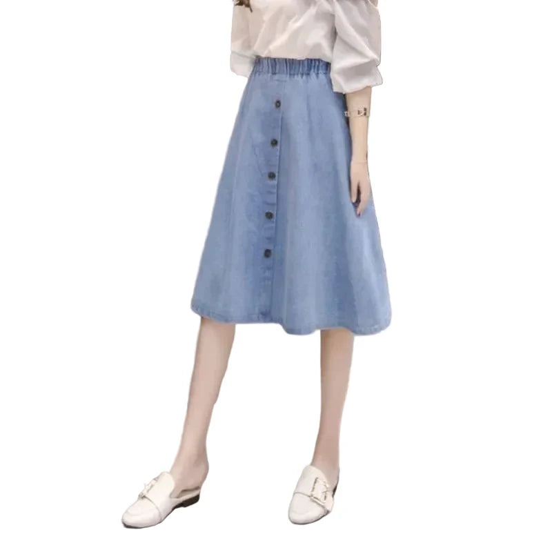 Women Casual Midi Denim Skirts