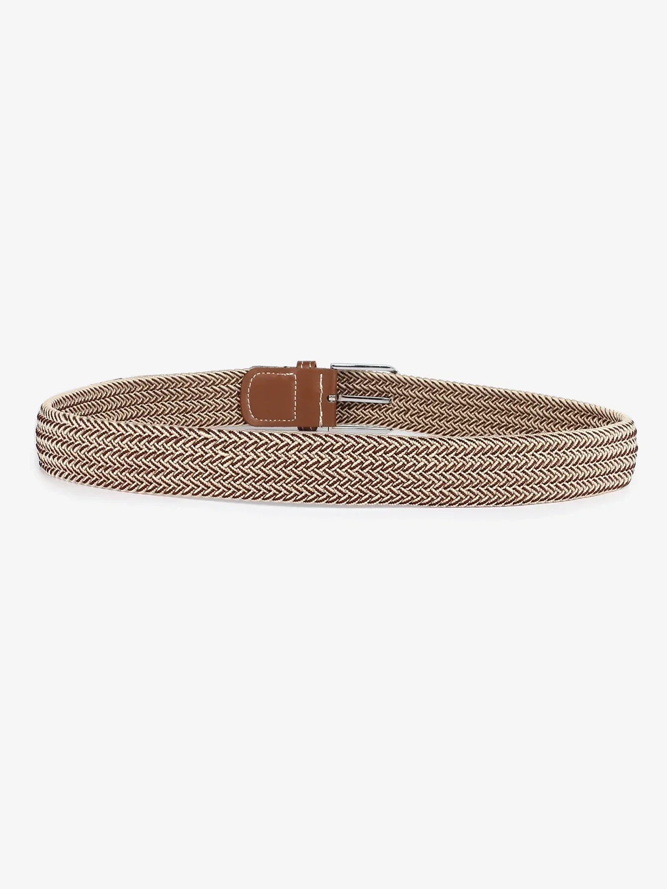 Women Canvas Elastic Fabric Woven Stretch Multicolored Braided Belts