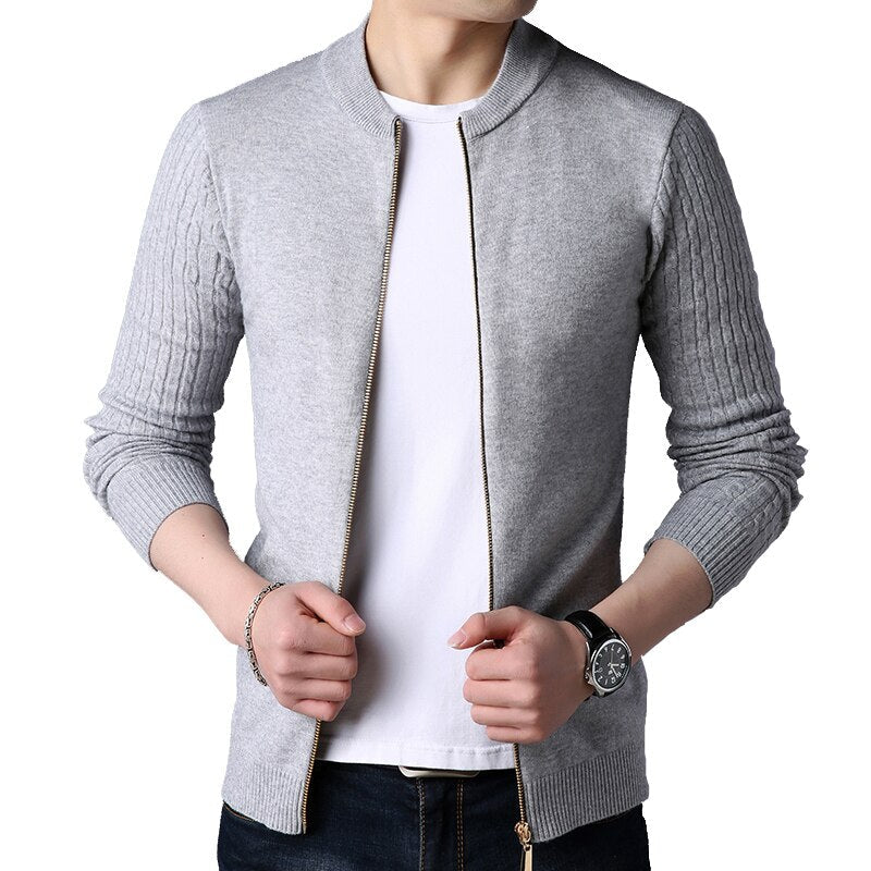 Mens Knitted Slim Fit Cardigan Sweater