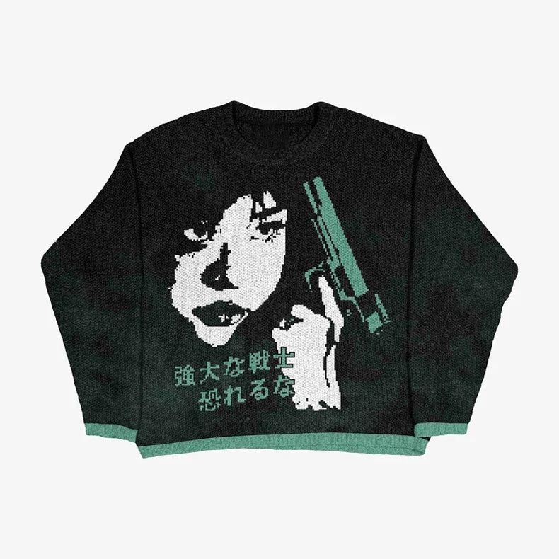 Women Anime Knit Vintage Cashmere Sweater