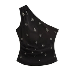 Woman Evening Off Shoulder Sleeveless Top