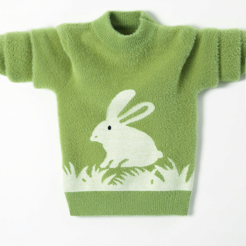 Kids Warm Cartoon Animal Print Sweater