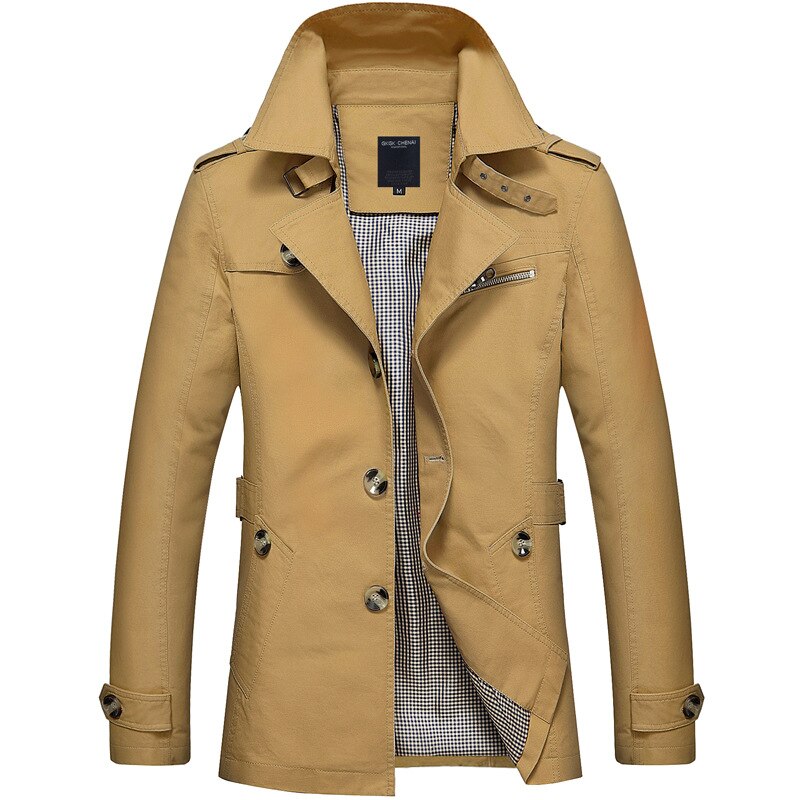 Mens Long Cotton Windbreaker Jacket