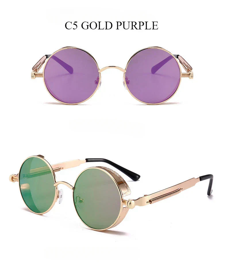 Women Vintage Round Metal Frame Sunglass UV400
