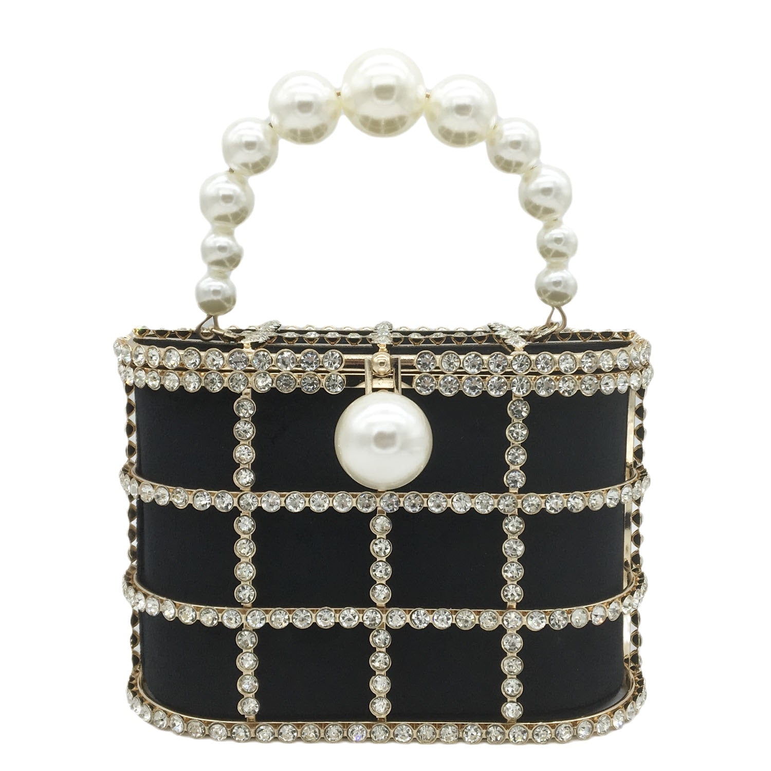 Accessories Women Boutique Pearl Crystal Top-Handle Bucket Bag
