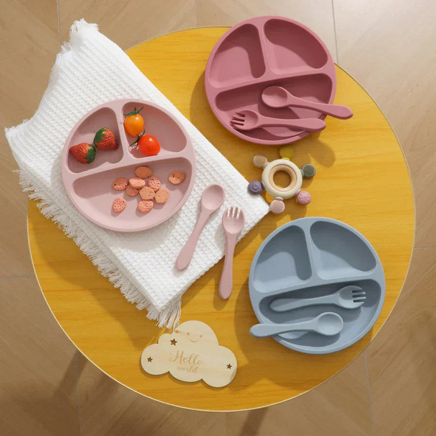 Kids Infant Eating Training Silicone Tableware Set