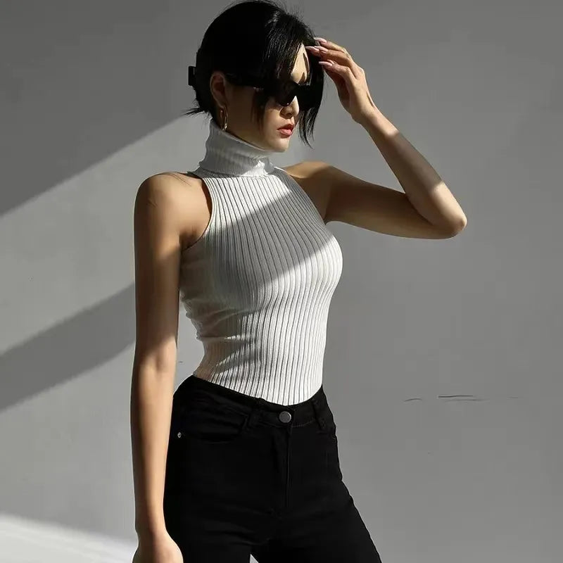 Women Summer Knitted Turtleneck Tops