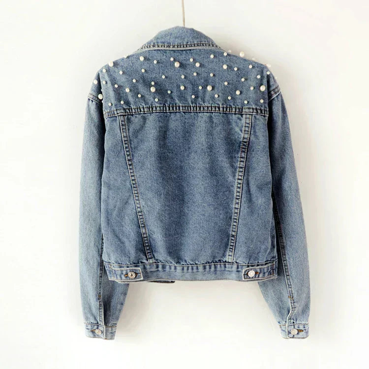 Women Casual Embellished Denim Jacket