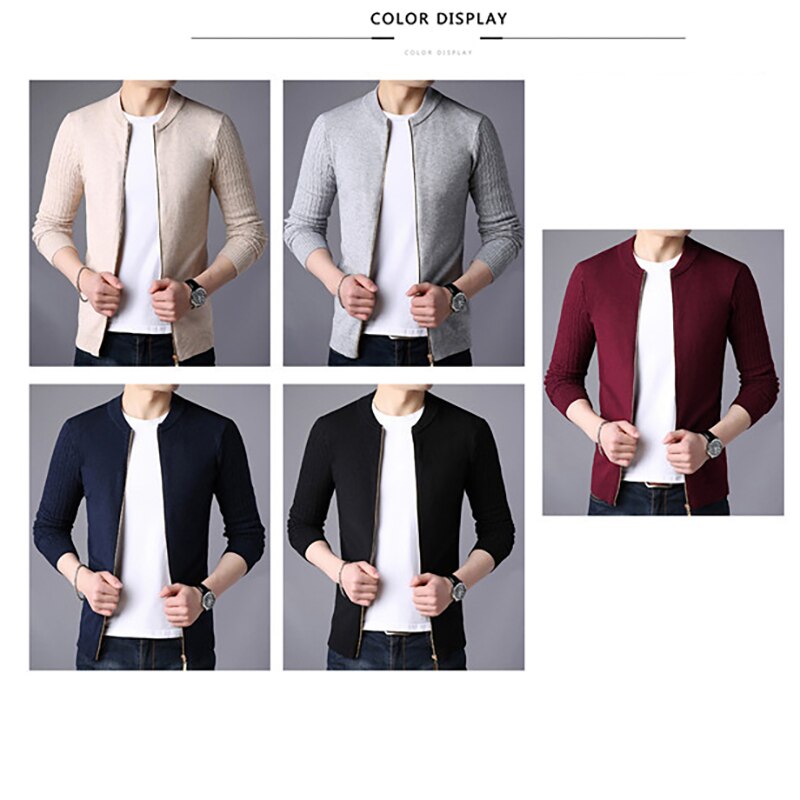 Mens Knitted Slim Fit Cardigan Sweater