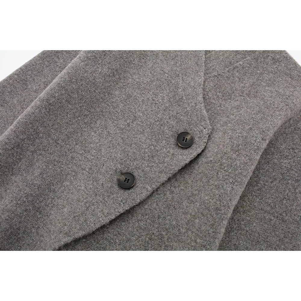 Women V-Neck Irregular Cardigans Knitted Elegant Skirt Grey Two Piece Outfits