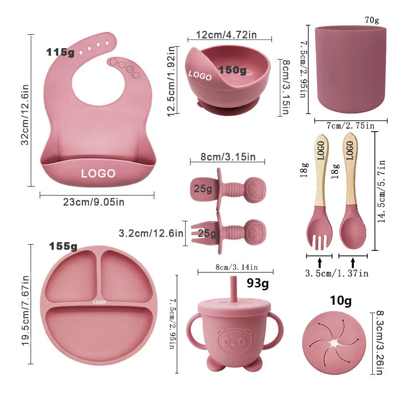 Baby Kids Silicone Feeding Utensils 10 Piece Set