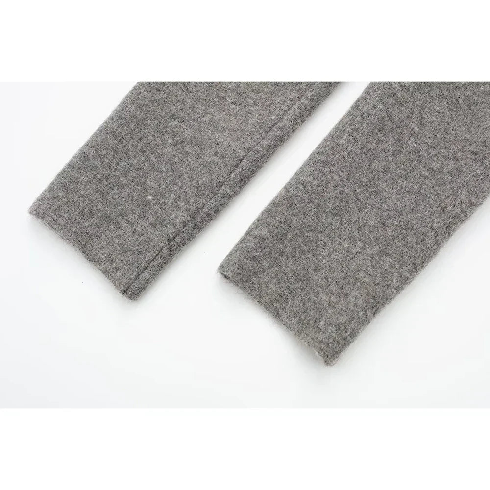 Women V-Neck Irregular Cardigans Knitted Elegant Skirt Grey Two Piece Outfits