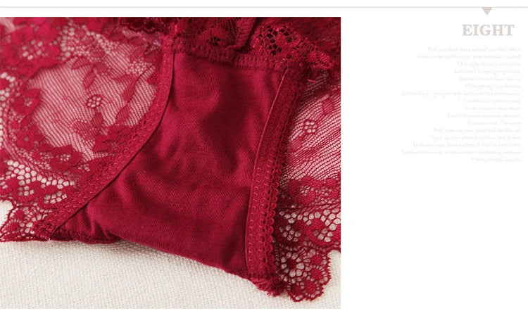 Women Push Up Sexy Hollow Lace Embroidery Bra Set