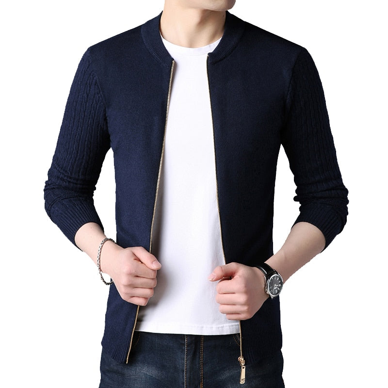 Mens Knitted Slim Fit Cardigan Sweater