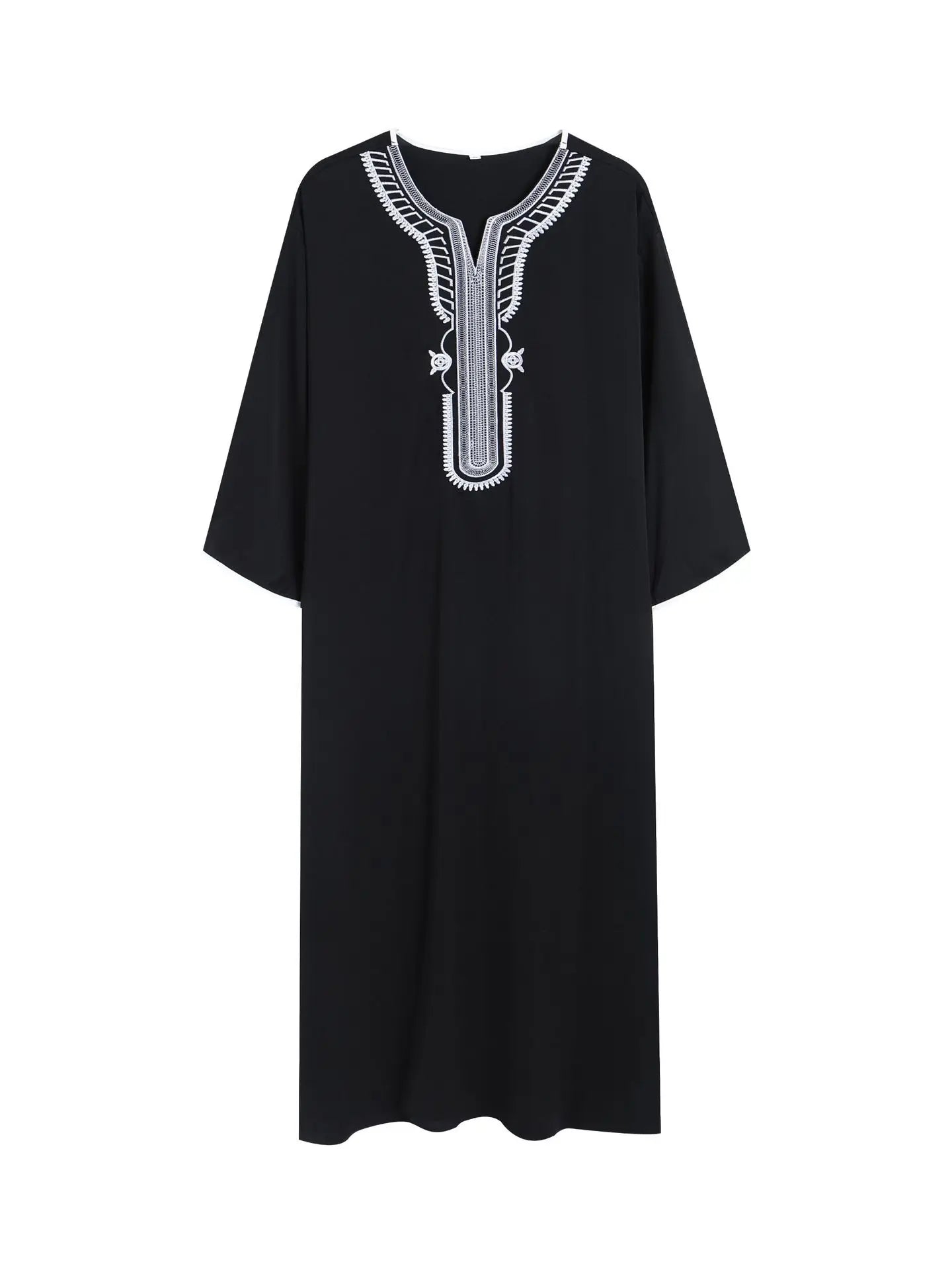 Men Moroccan Dubai Embroidered Loose Breathable Abaya Summer