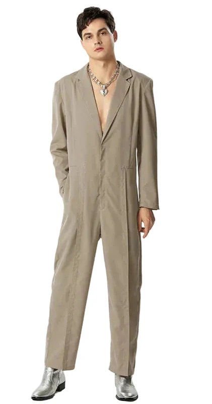 Men Deep V-neck Long Sleeved Formal Jumpsuits