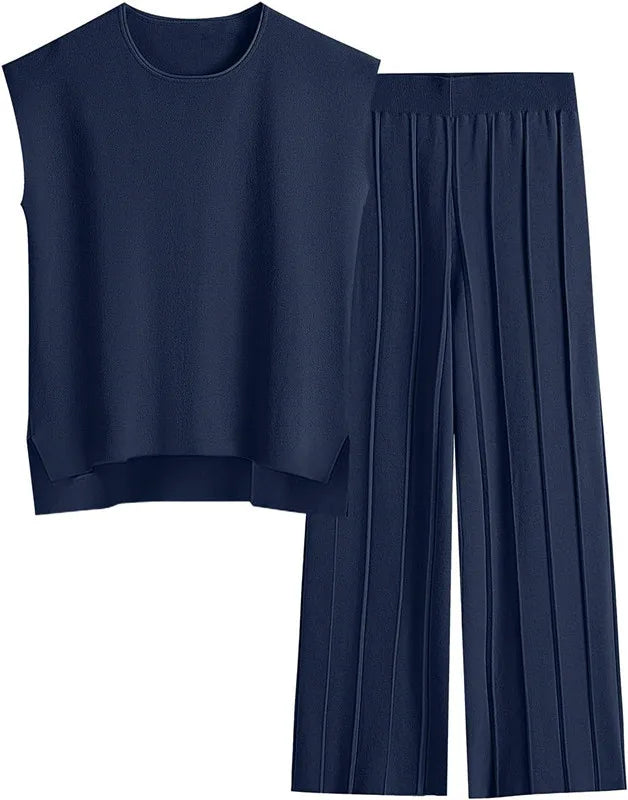 Women Casual Sleeveless Sweater Co Ord Suit