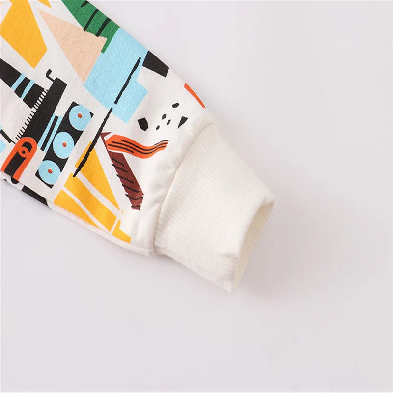 Kids Boys Cars Print Long Sleeve Pullover Sweats