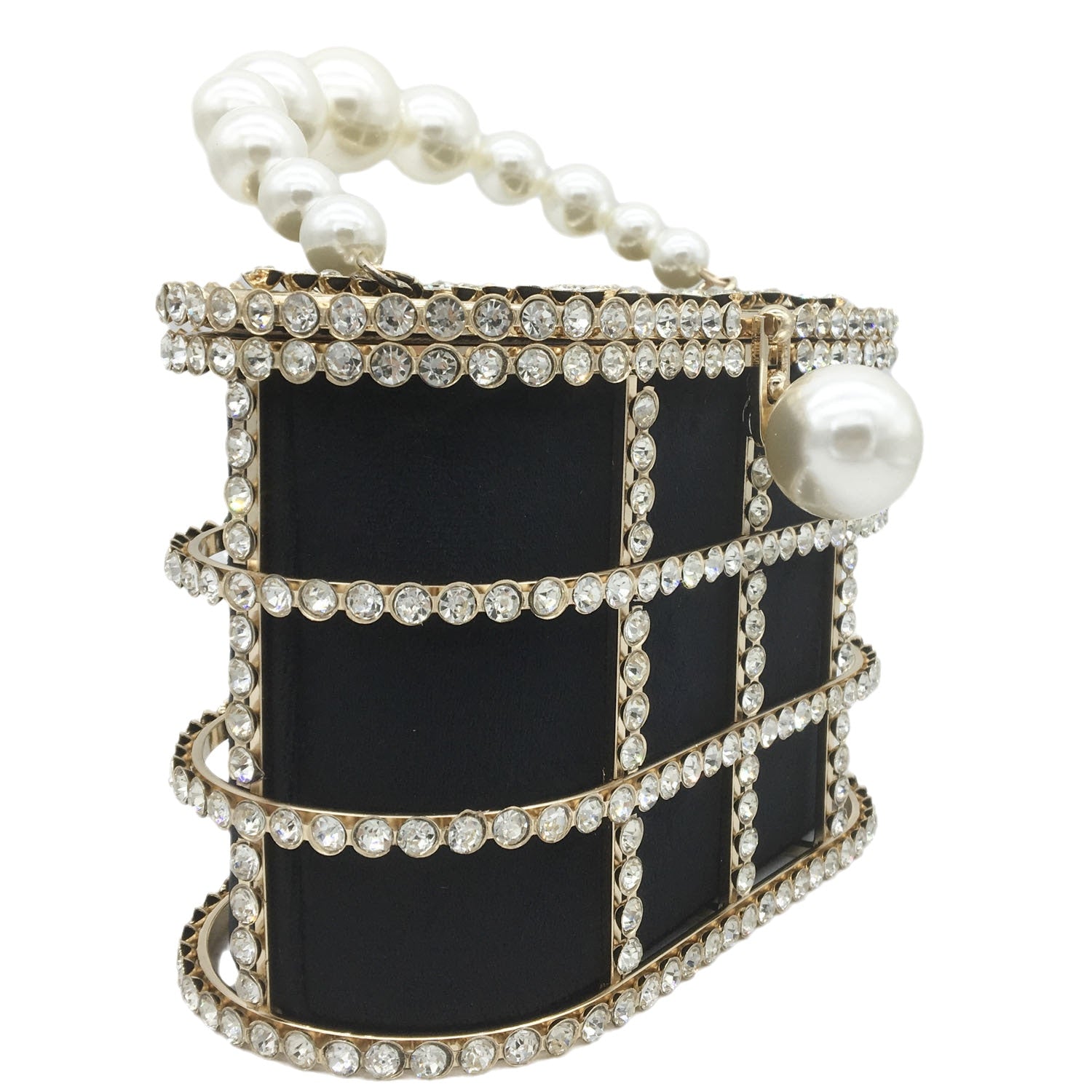 Accessories Women Boutique Pearl Crystal Top-Handle Bucket Bag