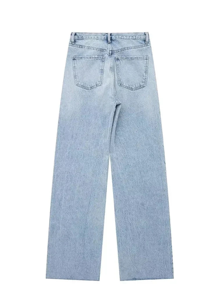 Women Baggy Ripped Denim High Waist Jeans