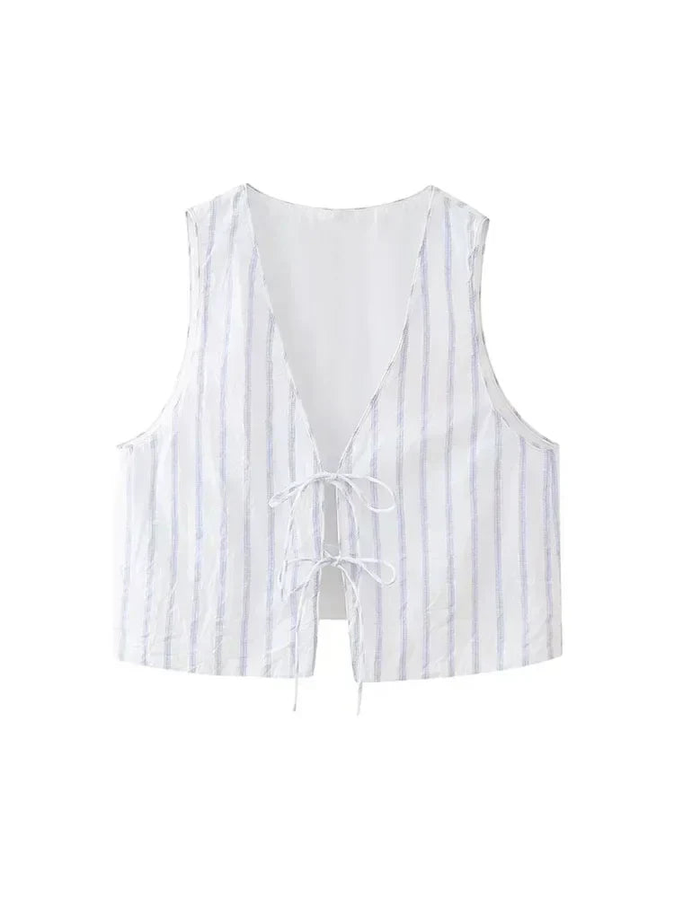Women Striped Vest Sleeveless Tops + High Waist Long Casual Pant 2 Piece Outfits