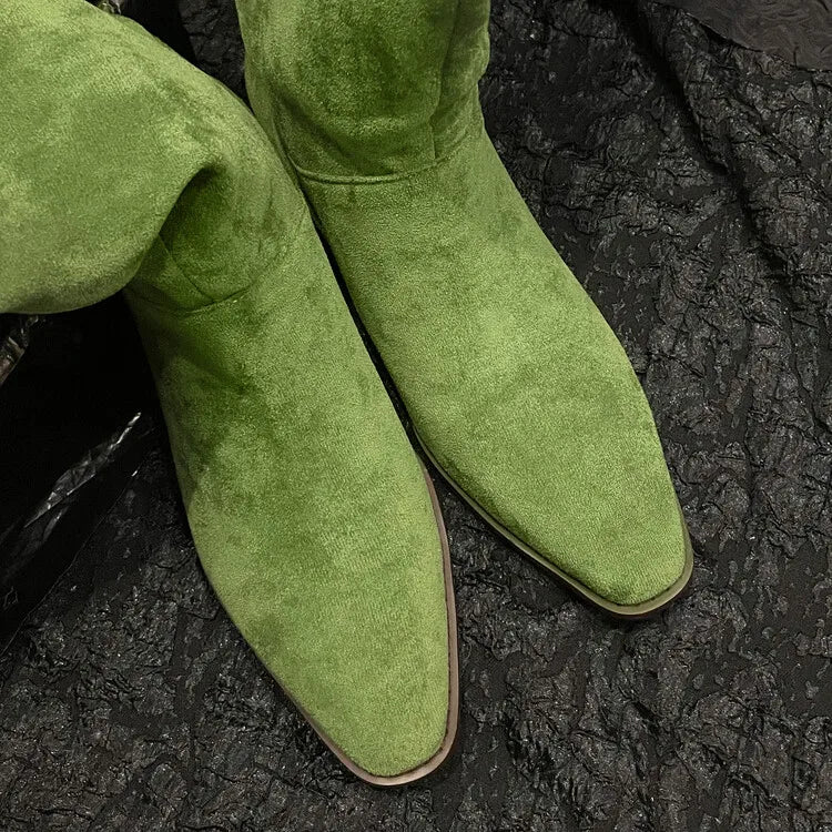 Accessories Women Faux Suede Pleated Boots