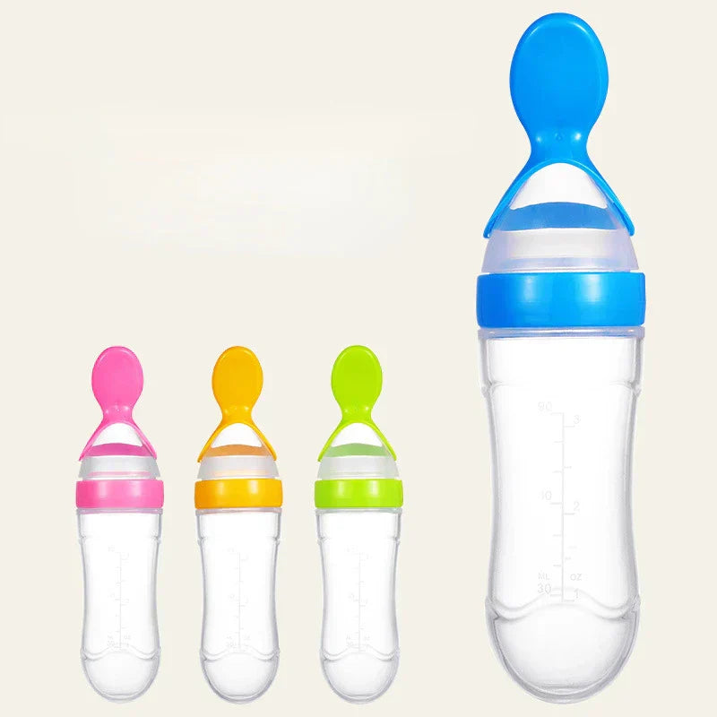 Baby Silicone Squeeze Feeding Bottle Spoon
