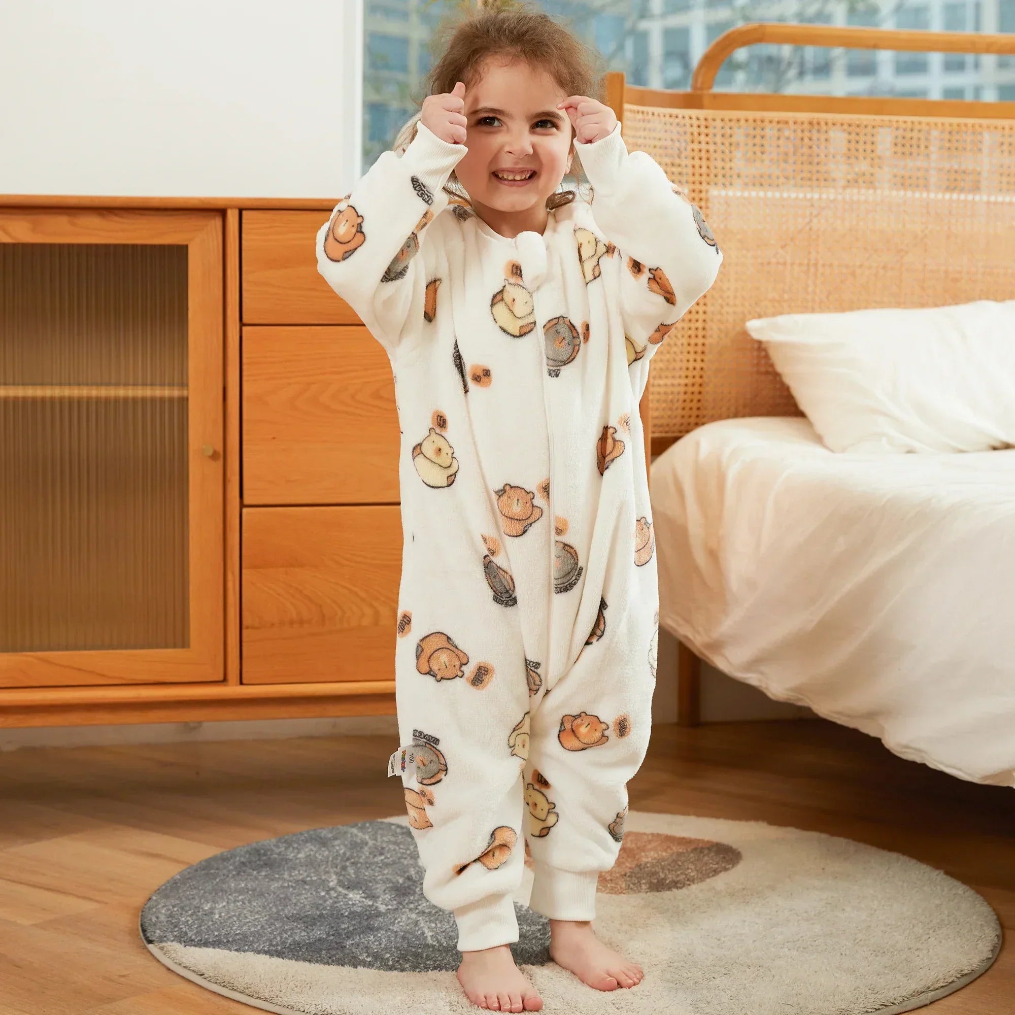 Kids Toddler Winter Zip Up Plush Onesie