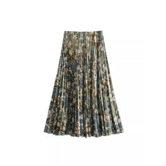 Women Casual Printed Pleated Skirt Co Ords Suit