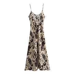 Women Animal Pattern Printed Silk Satin Skirt