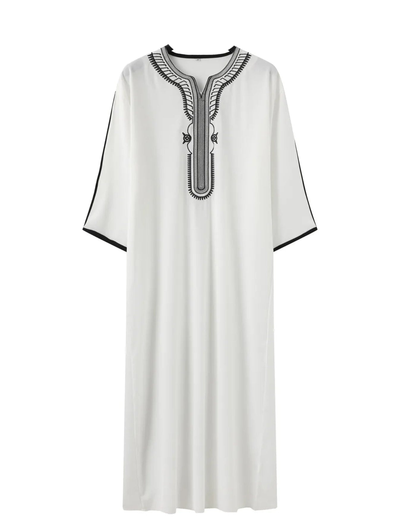 Men Moroccan Dubai Embroidered Loose Breathable Abaya Summer