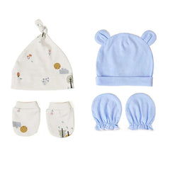 Newborn Baby Cotton Beanies Hat and Mittens Set