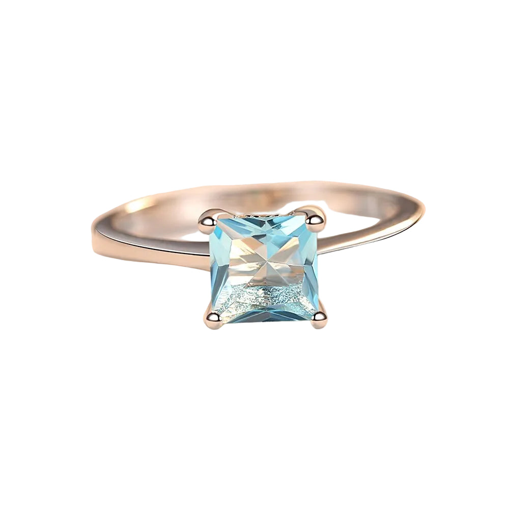 Sterling Silver 925 Simple Zircon Emerald Stone Ring