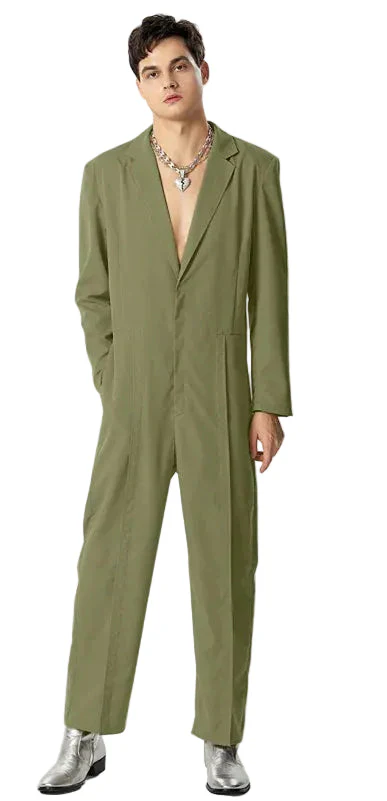 Men Deep V-neck Long Sleeved Formal Jumpsuits