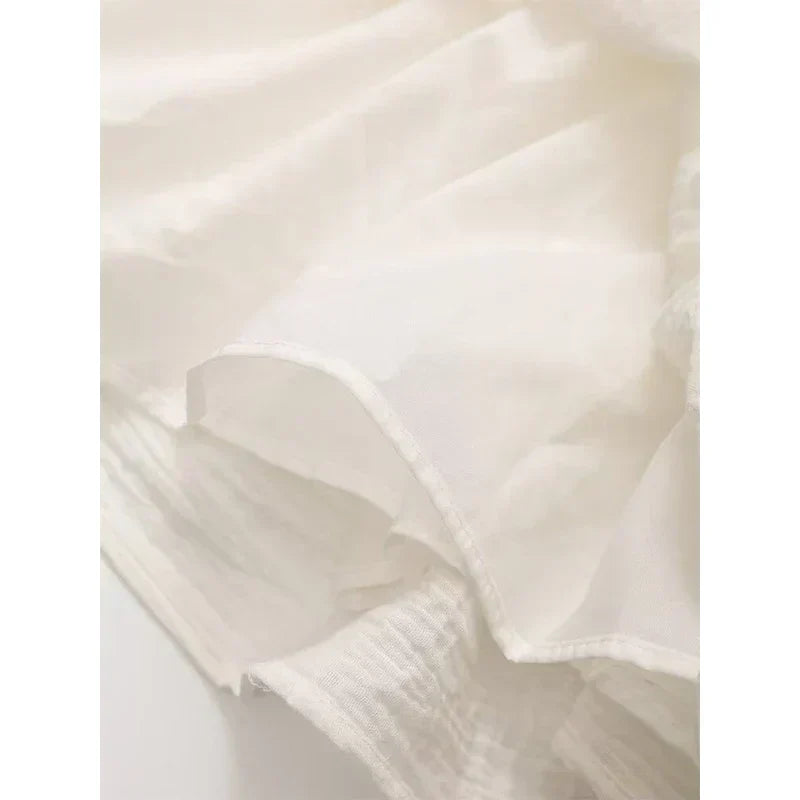Women Cotton White Sleeveless A-line Tops