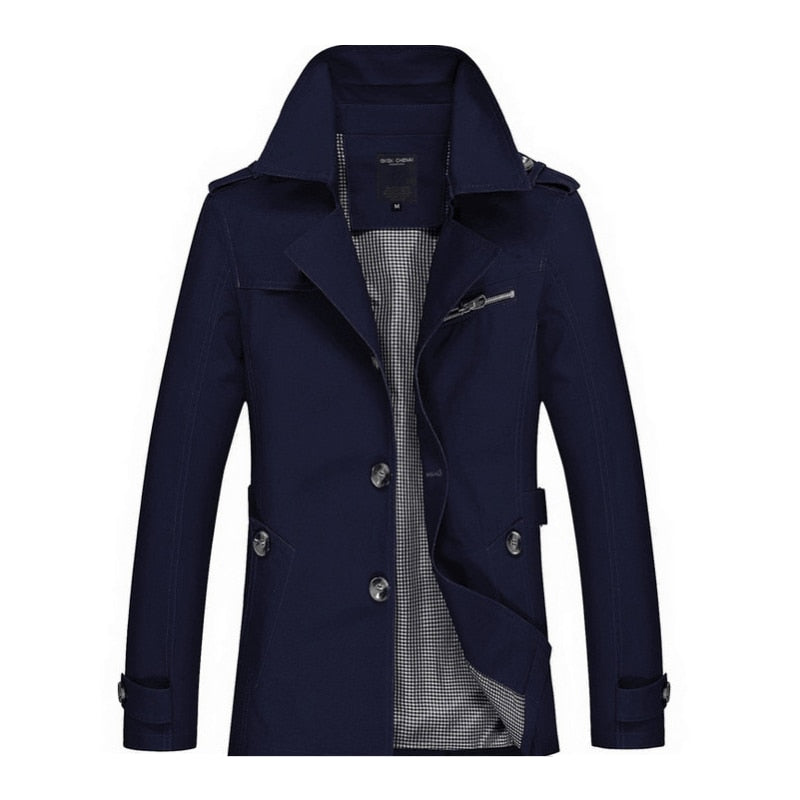 Mens Long Cotton Windbreaker Jacket