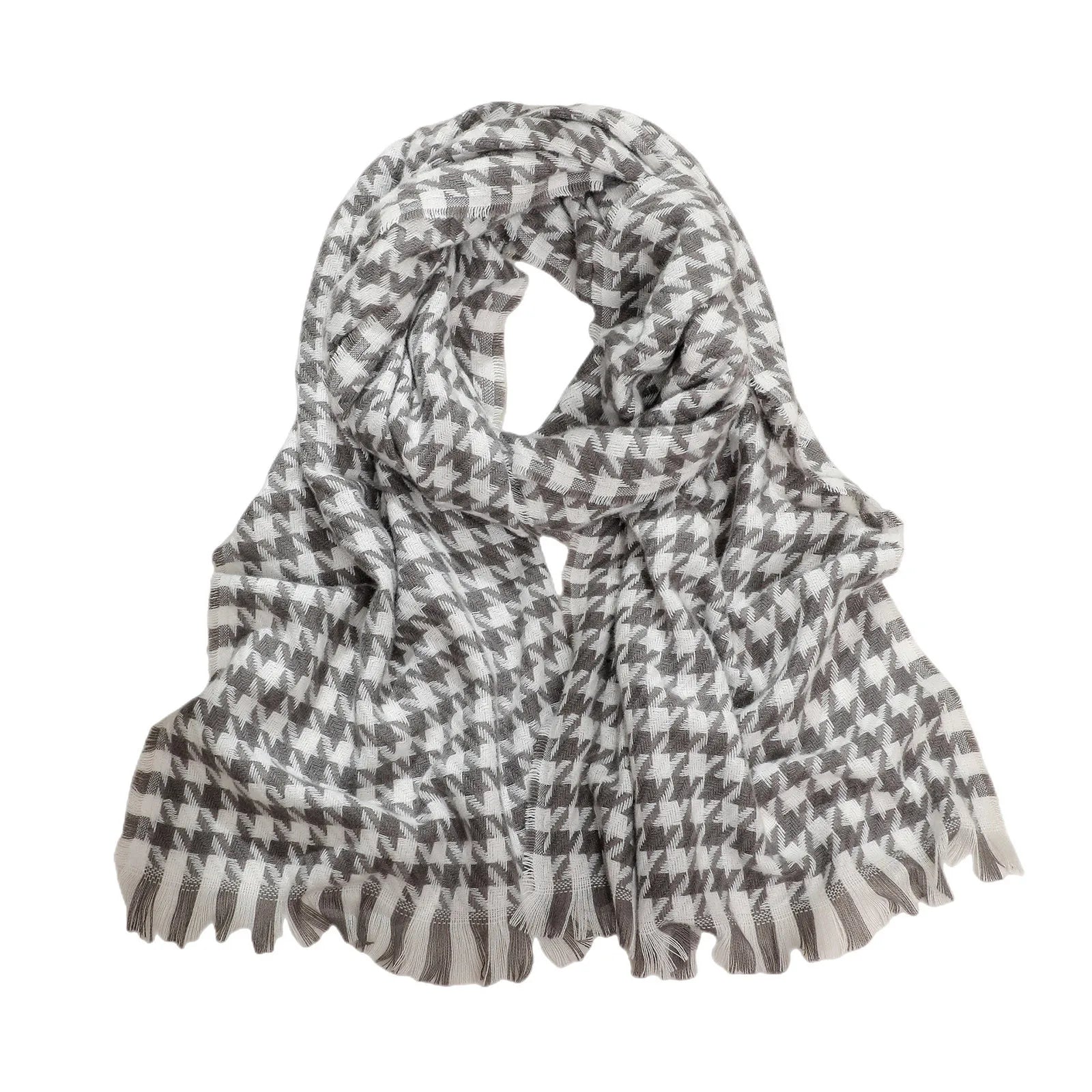 Women Tassel Plaid Headdress Warm Scarf