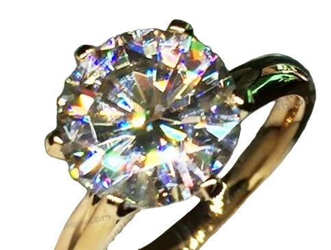 Women 18K Pure Gold Solitaire 2.0ct CZ Engagement Rings