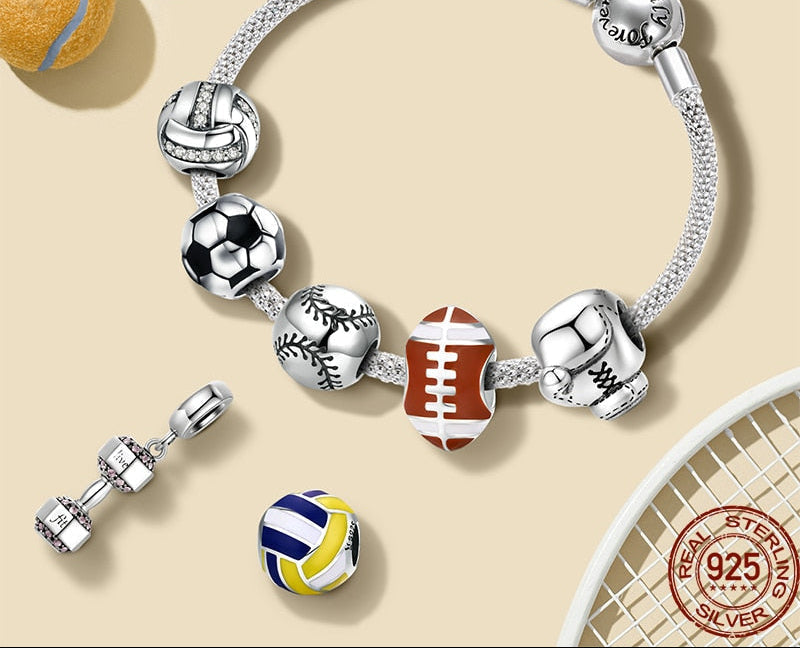Sterling Silver 925 Ball Series Charm Pendant Fit Bracelet