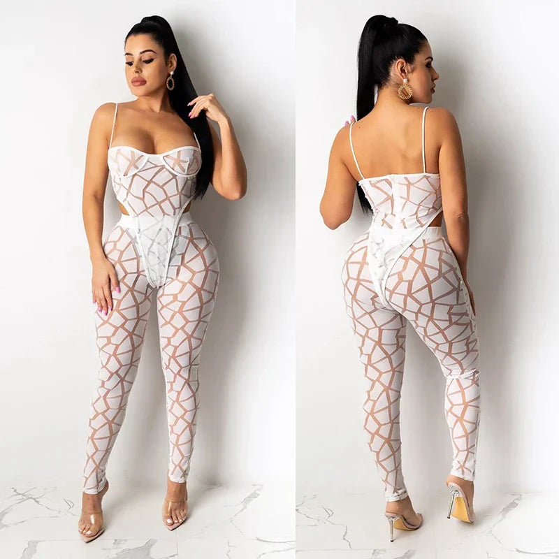 Women Beach Bodysuit Top and Pants Suit - 2 Piece