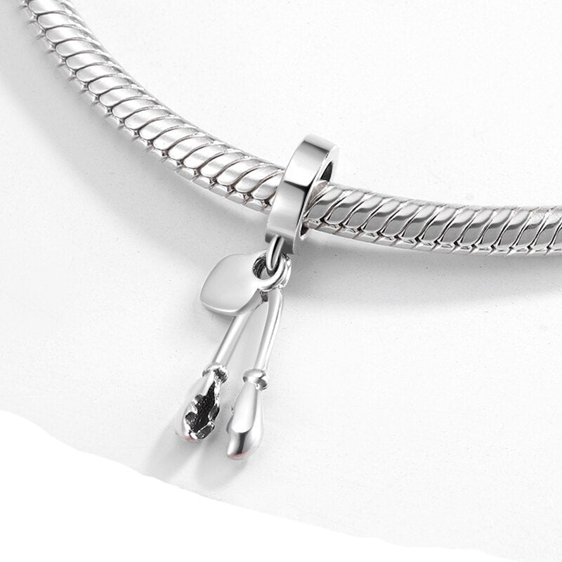 Women Accessories 925 Sterling Silver Ribbon Chocolate Heart Bead Bracelet