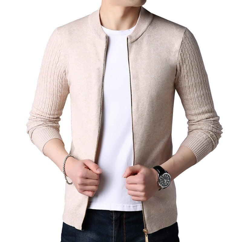 Mens Knitted Slim Fit Cardigan Sweater