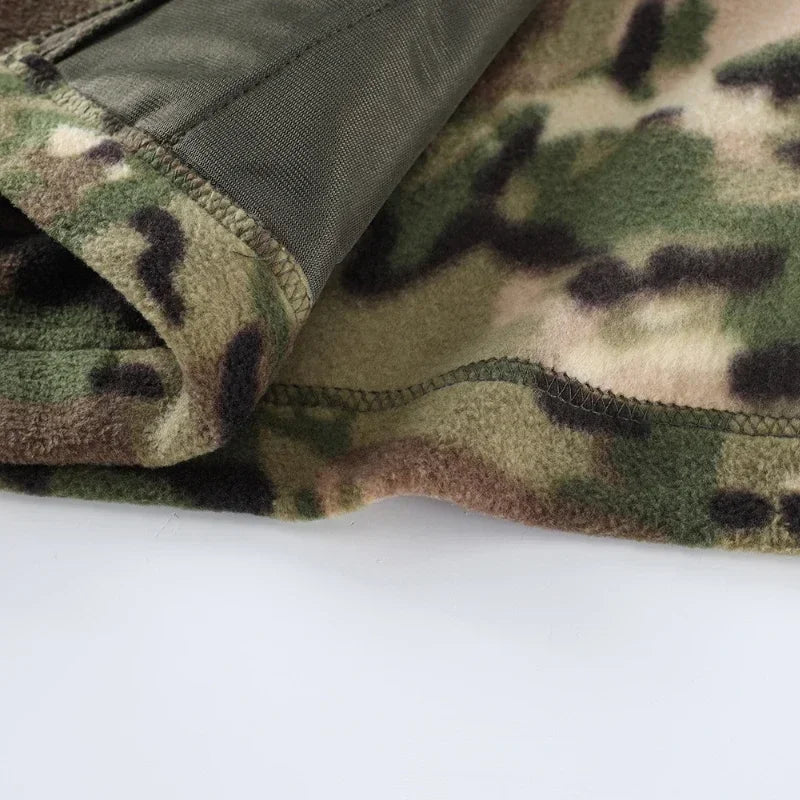 Men Camouflage Zipper Double-sided Polar Fleece Jacket