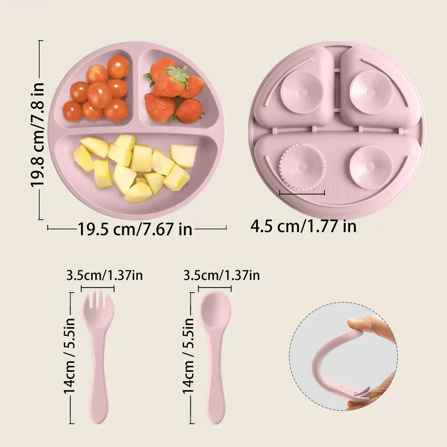 Kids Infant Eating Training Silicone Tableware Set
