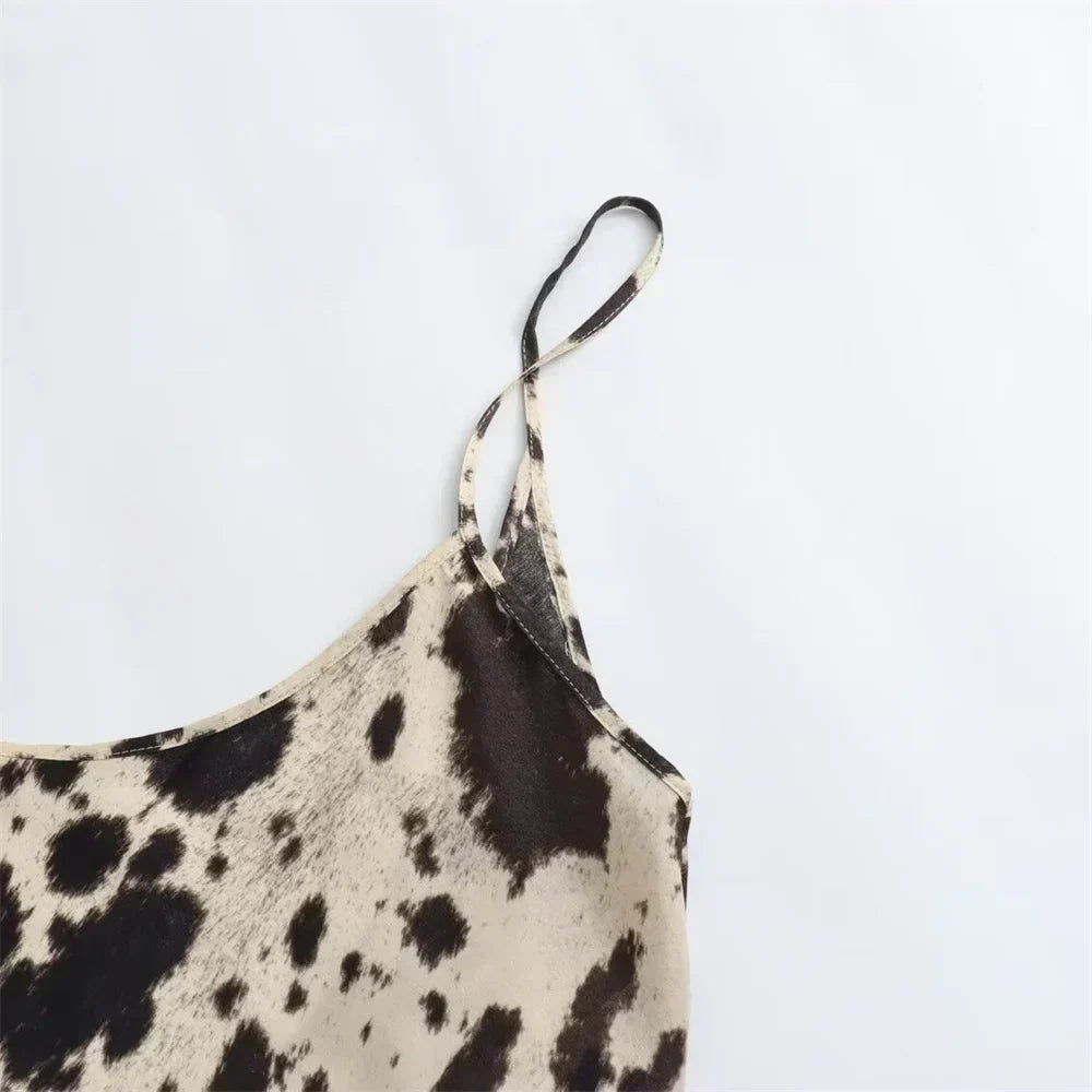 Women Animal Pattern Printed Silk Satin Skirt