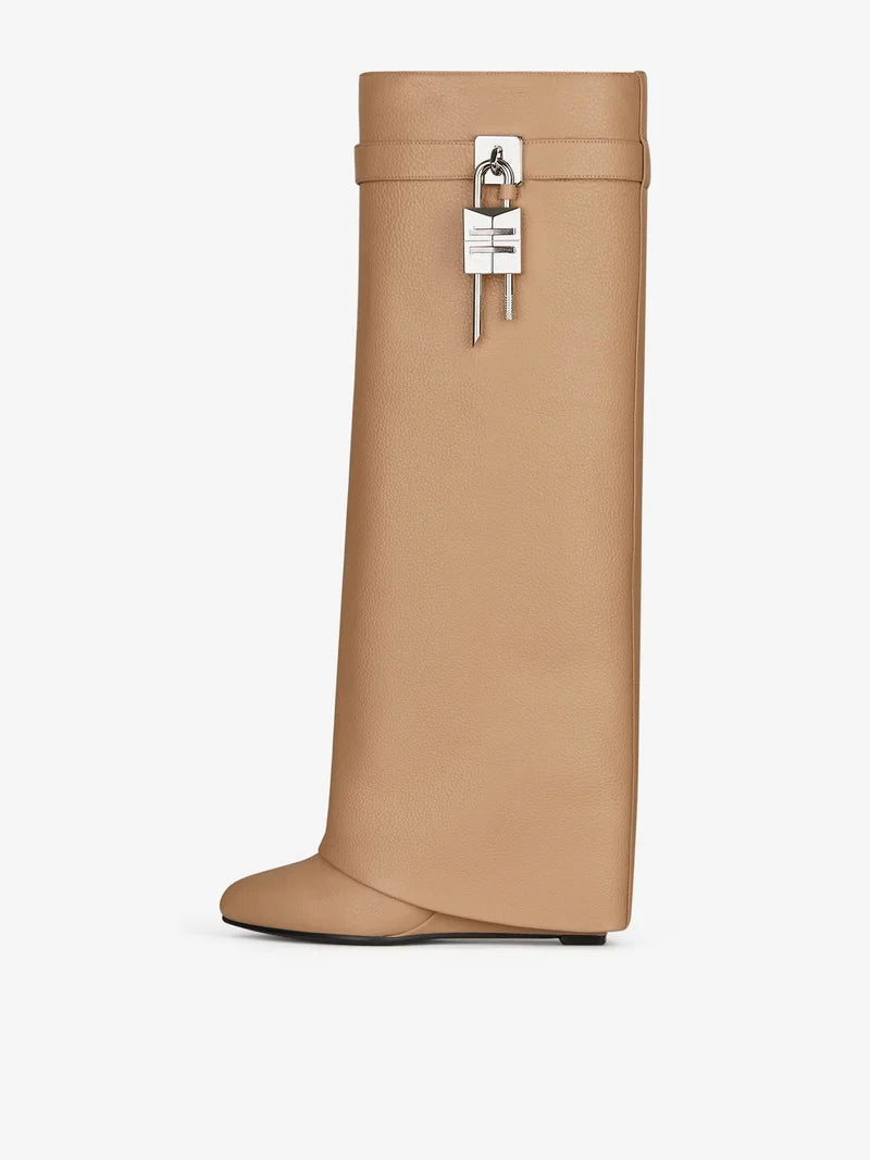 Women Full Sheath Sexy Knee High Boots Lock Detail