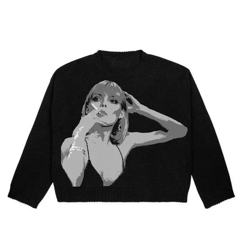Women Anime Knit Vintage Cashmere Sweater