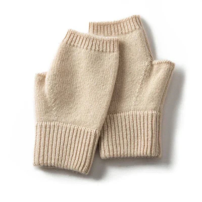 Women 100% Cashmere Knitted Fingerless Thermal Gloves